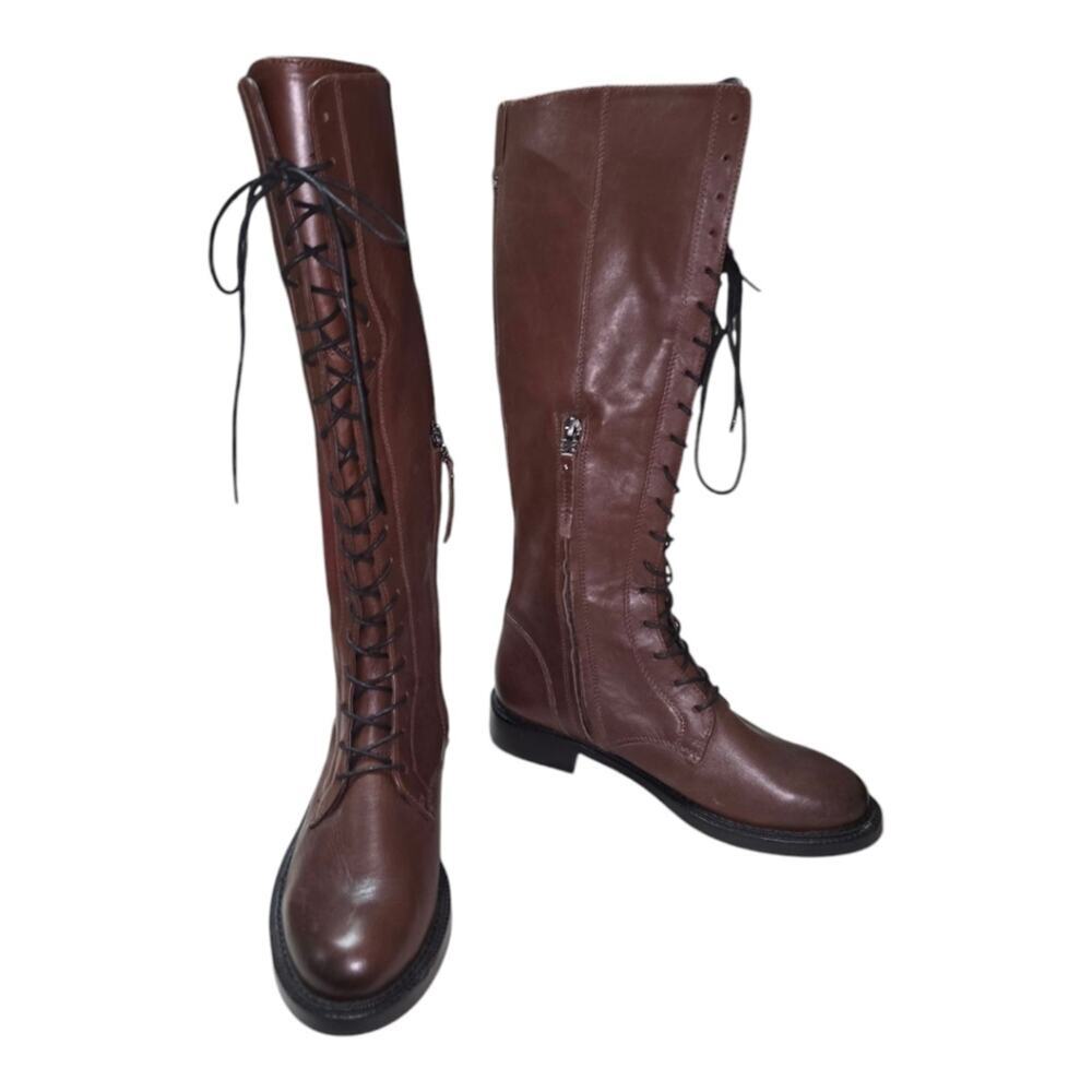Sam Edelman Women's Nance‎ Tall Lace Up Leather Boots Brown US 6 M - Picture 11 of 14